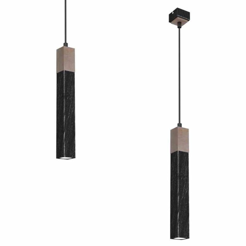 Lampa wisząca Milagro Solo 4693 czarna-jasne drewno szerokość 4 cm 1xGU10 x 40W 1 szt.