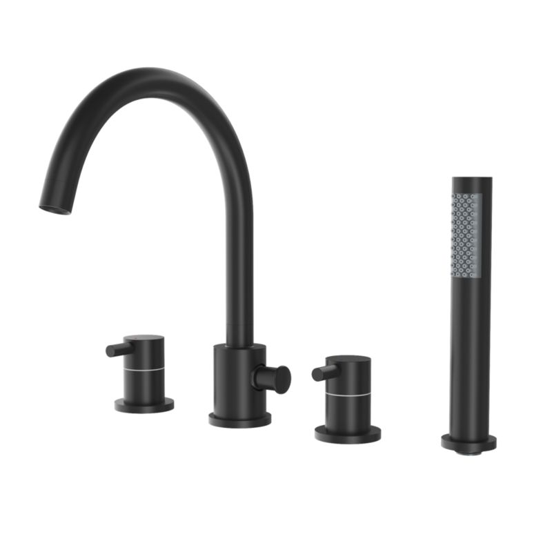 Bateria Wannowa 4-Otworowa Granitan Kivo Czarna Stojąca 1szt.