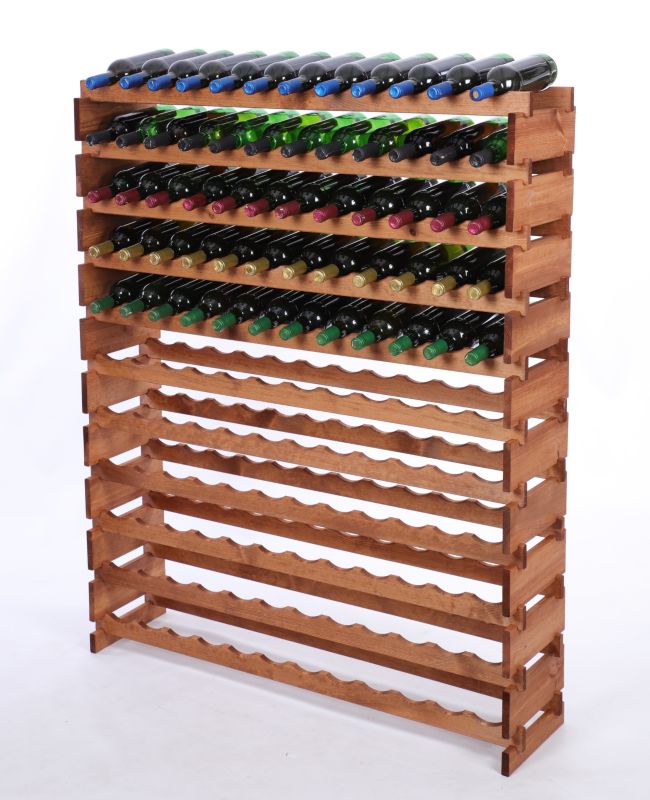 Stojak na wino MODO24 regał modułowy na butelki 11 leżni x 12 butelek montaż bez narzędzi impregnacja brązowa 1 szt.