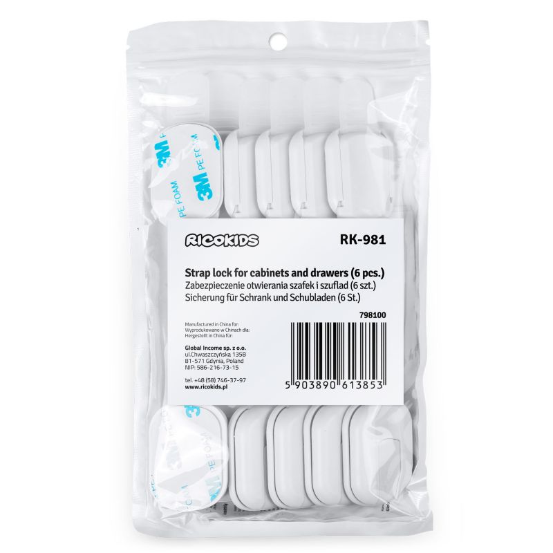 Zabezpieczenie blokada szafek Ricokids szuflad drzwi mebli przed dziećmi 6szt.