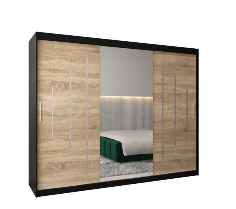 Szafa przesuwna Garderoba Abiks YORK 1 250 czarny/sonoma 1 szt.