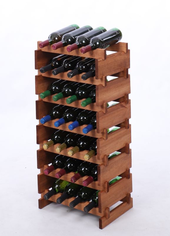 Stojak na wino MODO24 regał modułowy na butelki 7 leżni x 4 butelki montaż bez narzędzi impregnacja brązowa 1 szt.