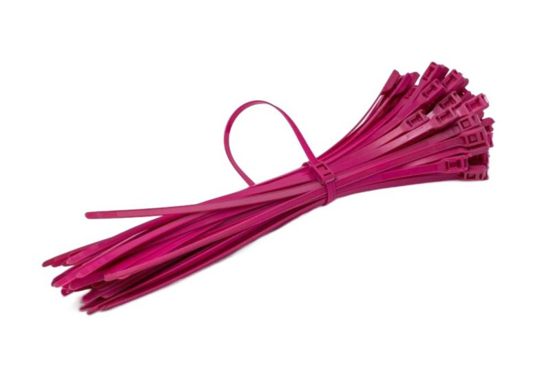 Opaski Zaciskowe Neopak z płaską klamerką 400/8mm Różowe 100 szt.