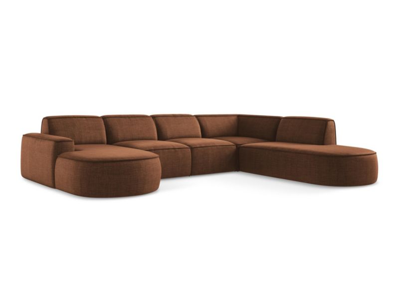 Sofa modułowa panoramiczna LaMiaSofa MELISSA z tkaniny strukturalnej 364x262 cm terakota 1 szt.