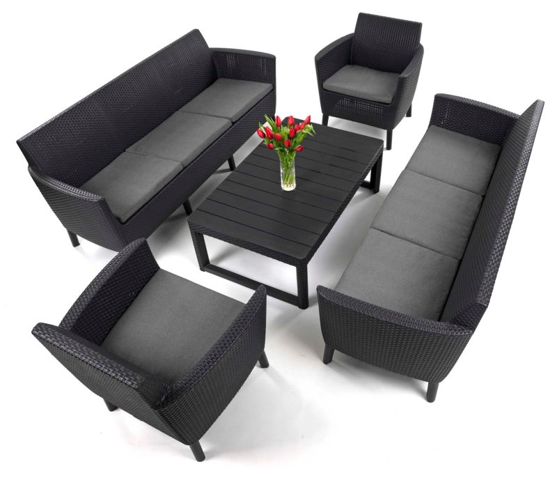 Komplet mebli ogrodowych Keter Salemo Fiesta Lyon dla 8 osób Grafitowy 1 kpl.