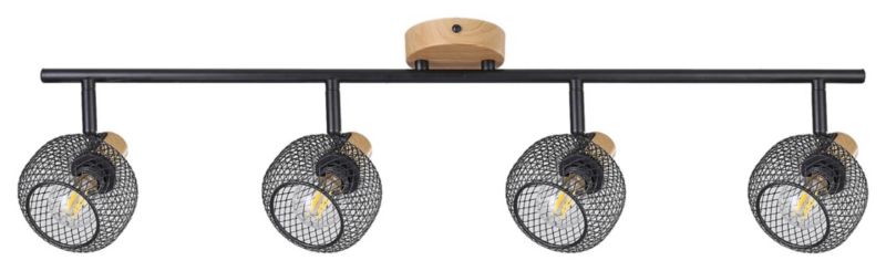 Reflektor sufitowy Rabalux Grendel buk czarny matowy 4 x E14 x 40W IP20 wym: 14,5 x 75,5 x 14,5 cm - 1 szt.