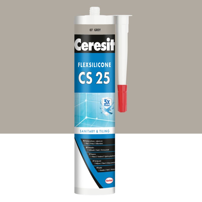 Silikon sanitarny Ceresit CS 25 szary 280 ml