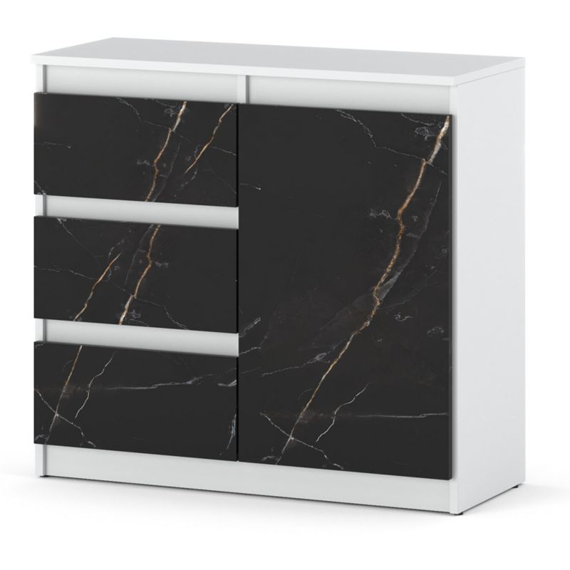 Komoda Hurtownia-Mebli Szuflady 3 Agnes 1D3SZ 80cm Biały Mat San Sebastian 80x35x75 cm 1szt.