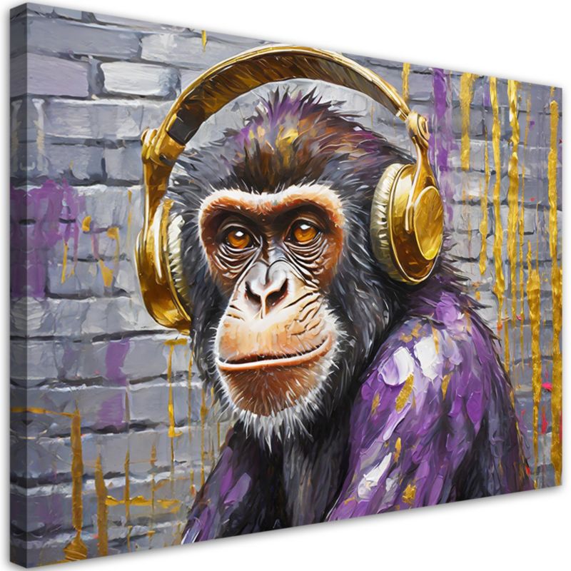 Obraz do salonu Feeby Małpa w Słuchawkach 120x80 cm 1szt