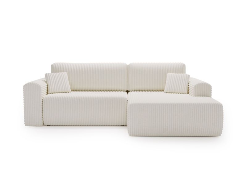 Narożnik Bettso Linea prawy elegancki z funkcją spania i pojemnikiem na pościel biały 1szt.