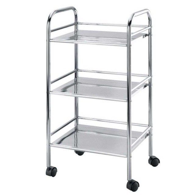Regał łazienkowy Wenko Exclusiv srebrny mobilny z kółkami 3 półki stal chromowana 1 szt.