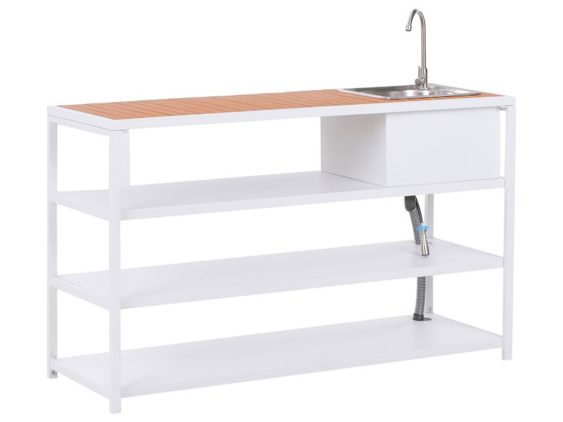 Wyspa kuchenna ogrodowa ze zlewem Avetrana Metal Biały 1 szt.