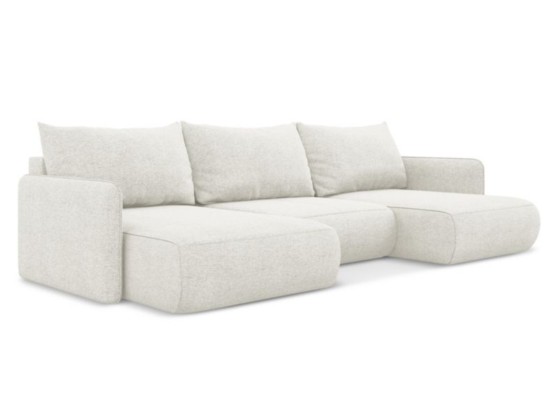 Sofa panoramiczna z funkcją spania LaMiaSofa PALERMO z tkaniny szenilowej 290x148 cm biały 1 szt.