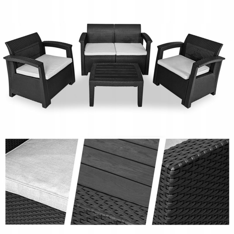 Zestaw mebli ogrodowych Sydney Sapphire 4-osobowy fotele stół tarasowe 1 kpl.