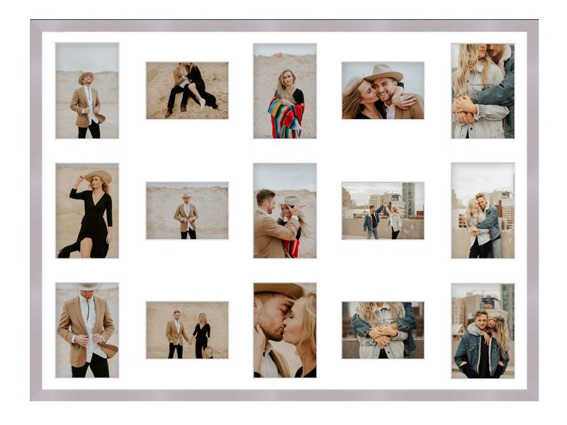 Ramka na 15 zdjęć Hekla 60x80x15 MDF galeria srebrny 1szt.