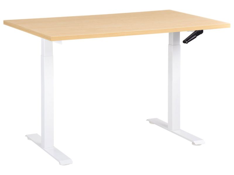 Biurko regulowane manualnie Destines Jasny brąz/ biały 120 cm 60 cm 1 szt.