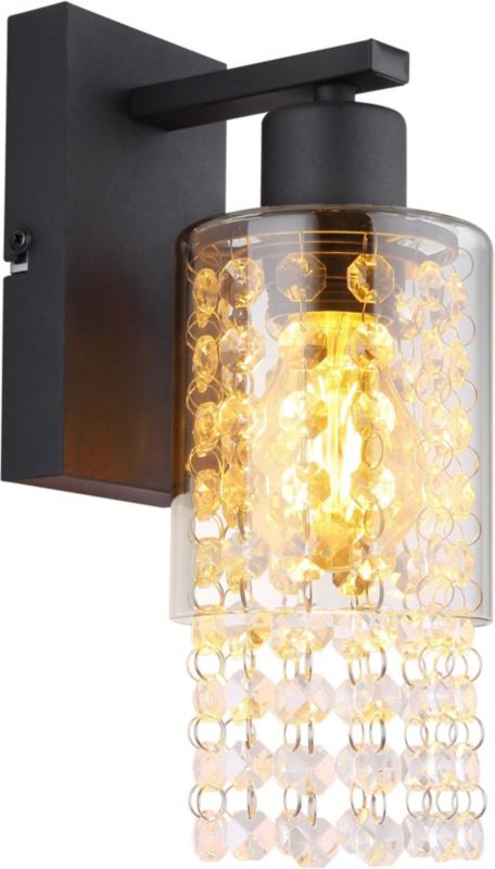 Kinkiet Globo Lighting Backey czarny mat/przydymiony, oprawa E27, 1 szt.