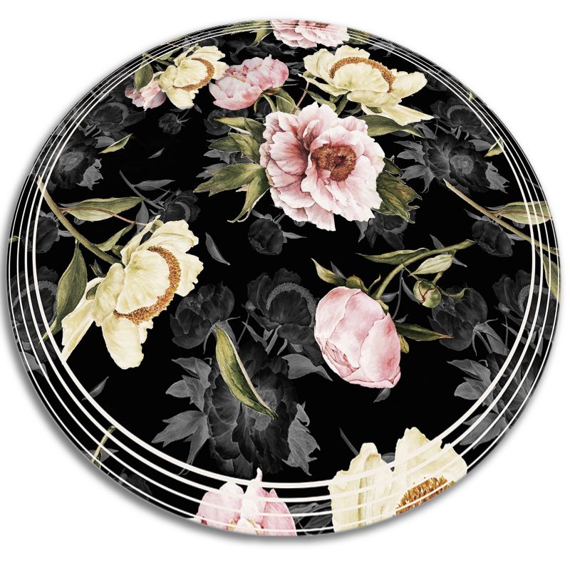 Dywan Tulup PCV Okrągły fi100 cm Róże Do Biura z Nadrukiem Dekoracyjny 1 szt.