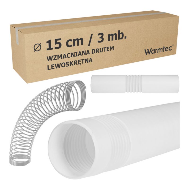Rura do klimatyzatora przenośnego Warmtec wzmocniona harmonijkowa lewoskrętna 15cm/3m 1szt.