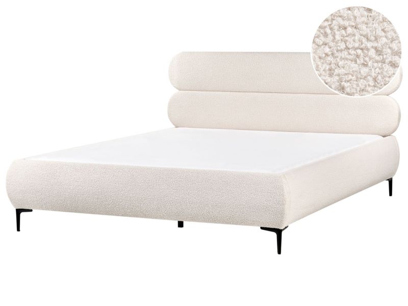 Łóżko Boucle Lessay 180 x 200 cm Złamana biel 1 szt.