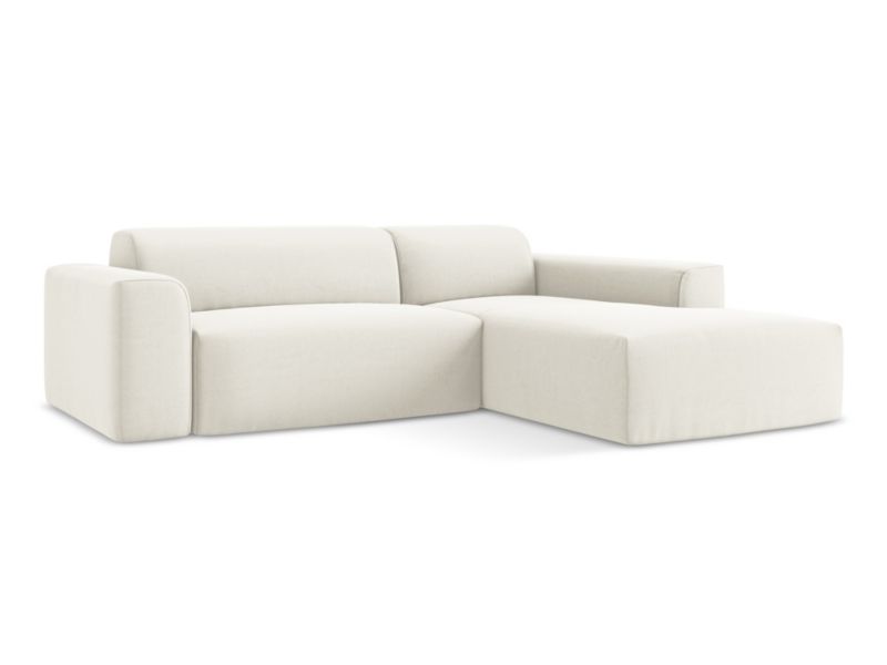 Narożnik prawostronny LaMiaSofa BOVA z tkaniny welwetowej 270x190 cm jasny beż 1 szt.