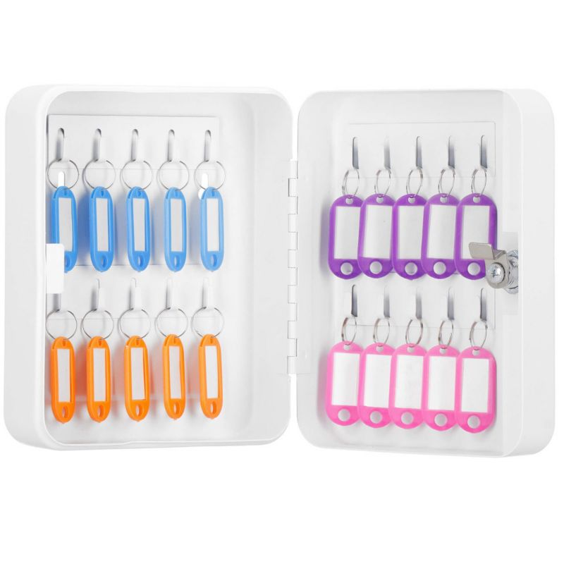 Skrzynka na klucze Springos z zawieszkami metalowy sejf, kasetka biała 1 szt.