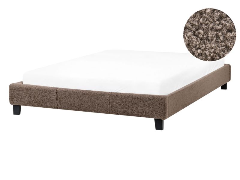 Łóżko bez zagłówka Boucle Roanne 140 x 200 cm Beżowoszary 1 szt.