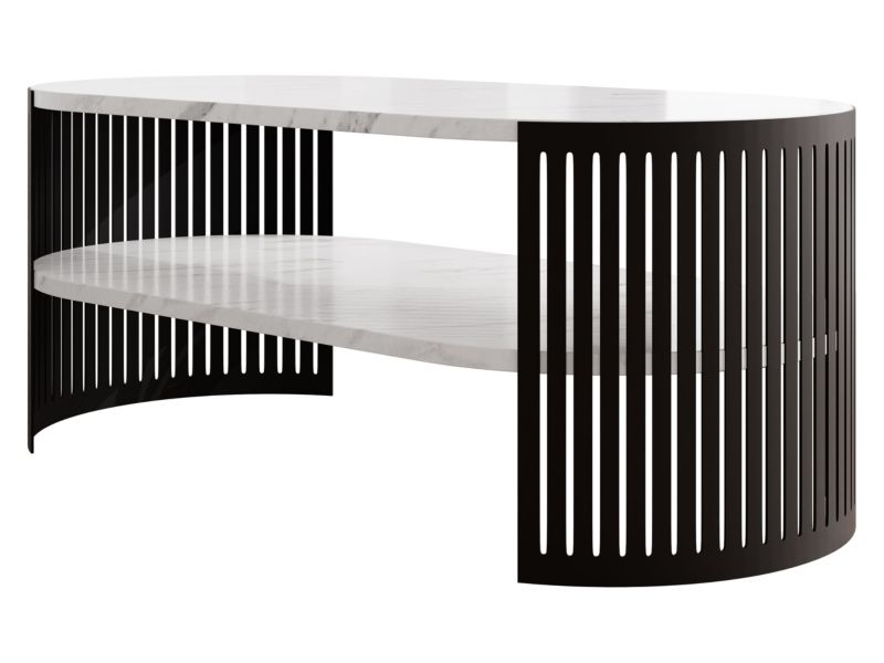 Stolik kawowy owalny MIRJAN 24 Fikoli I czarny/marmur bianco 1 szt.