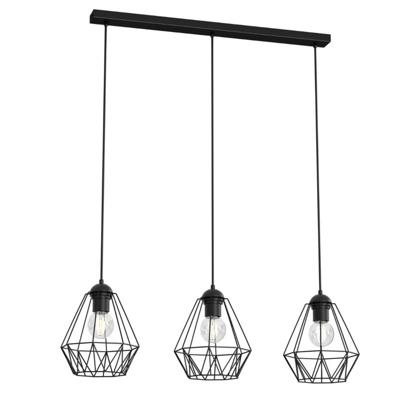 Lampa wisząca Luminex Bergen czarny matowy wym: 110 x 74 x 19 cm 3xE27 x 15W 1 szt.