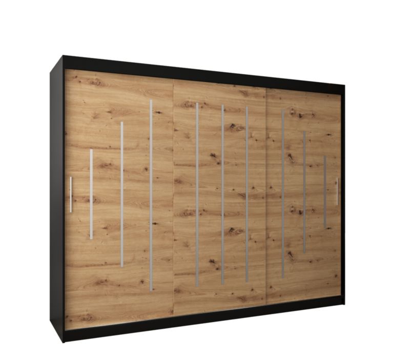 Szafa przesuwna Garderoba Abiks YORK 250 czarny/artisan 1 szt.