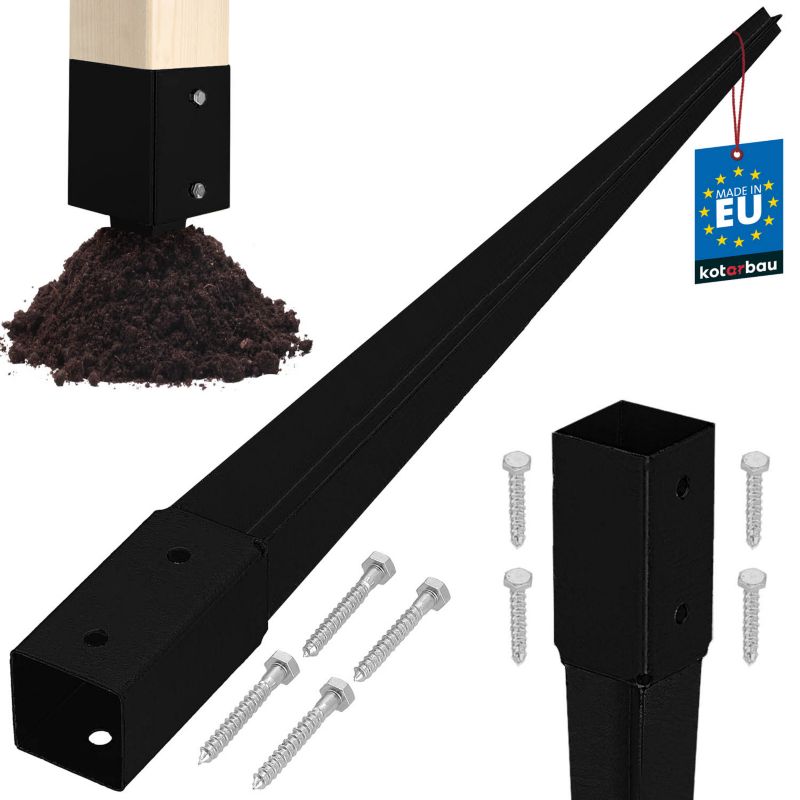 Podstawa słupa KOTARBAU wbijana do ziemi stalowa czarna 45x45x600 mm 1 szt.