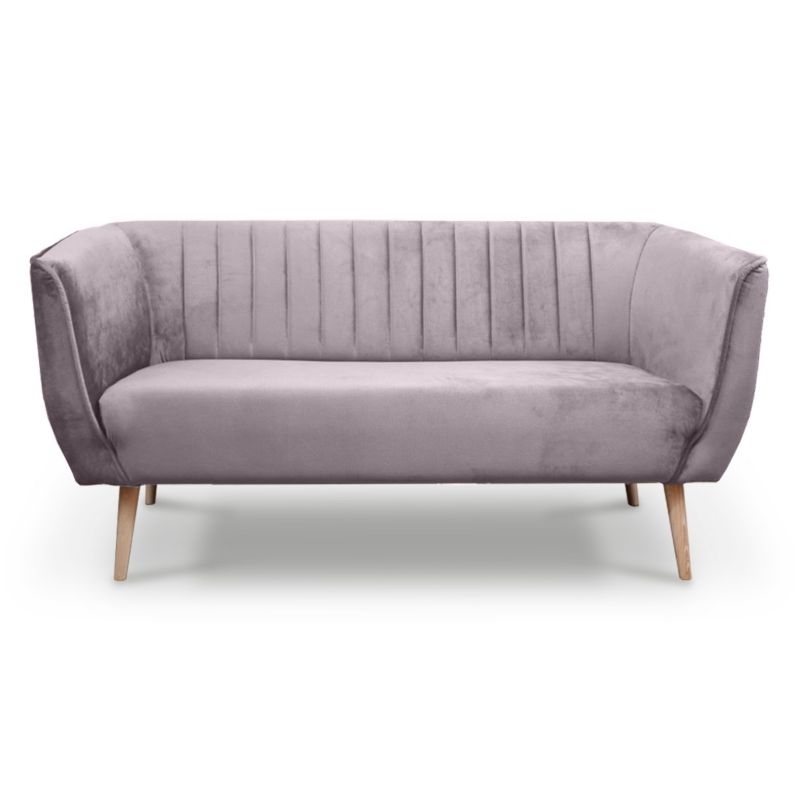 Sofa trzyosobowa z przeszyciami Bettso Pik do salonu na drewnianych nogach wrzosowy 1szt.