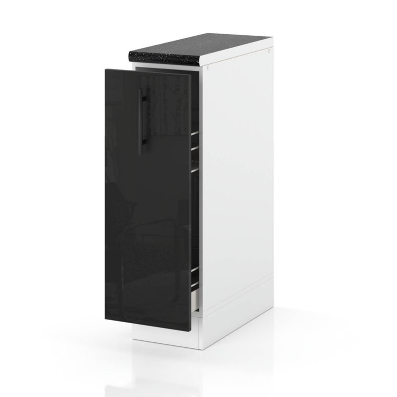 Szafka Kuchenna Hurtownia-Mebli Stojąca Cargo D15 CARGO sPremium 15cm Biały Mat Czarny Połysk 15x52x85 cm 1szt.