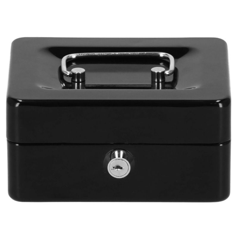 Kasetka na pieniądze Springos 15x12x8 cm metalowy sejf pudełko czarne 1 szt.