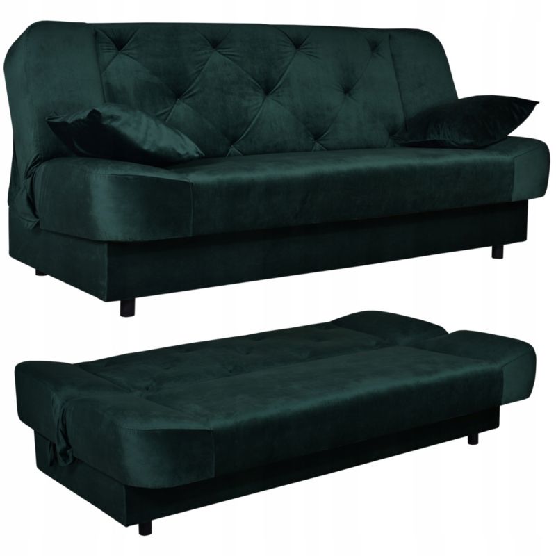 Kanapa do salonu rozkładana Family Meble Sara Karo ciemna zieleń 1szt