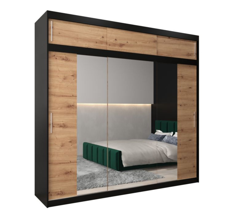 Szafa przesuwna Garderoba Abiks Tokyo 2 250 czarny + artisan z nadstawką 1 szt.