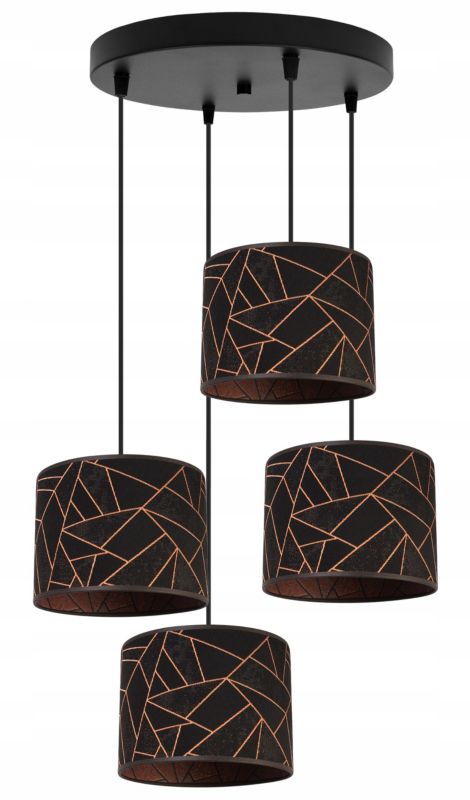 Lampa sufitowa wisząca okrągła Light Home LH Werona 4x E27 60W czarny/miedź 1szt.