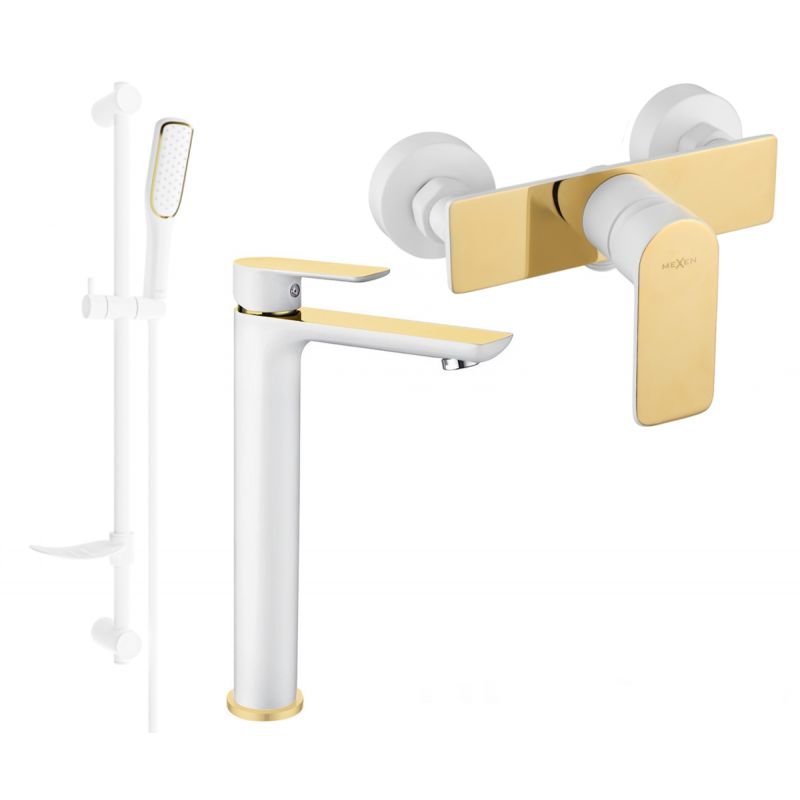Zestaw prysznicowy Mexen Alfa biały/złoty 745714DF49-25 1 szt.
