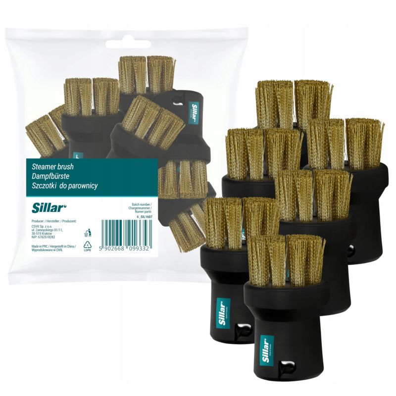 Szczotka do myjki parowej, Sillar, mosiężna, zamiennik, do parownicy Karcher SC1 SC2 SC3 SC4 SC5 SC6, 6szt