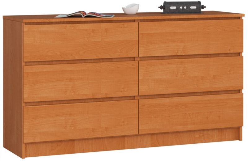 Komoda Akord K140 Olcha 138 cm 6 szuflad kolor Olcha mat 138x40x77 cm 1 szt.