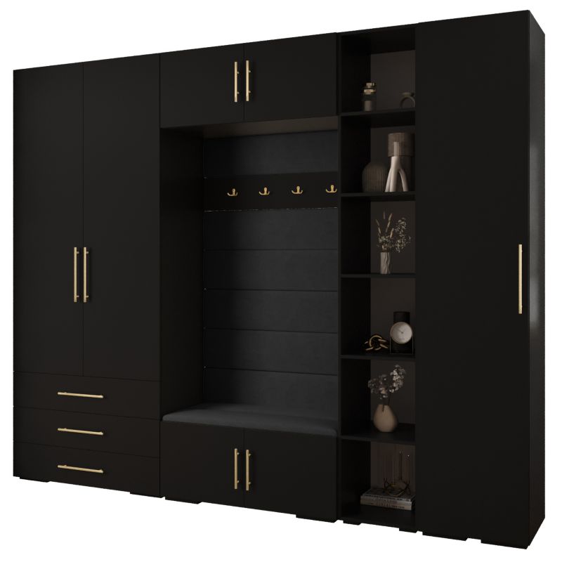 Garderoba do przedpokoju Abiks INOVA 3 Z11 czarny+złoty+manila18 1 szt.