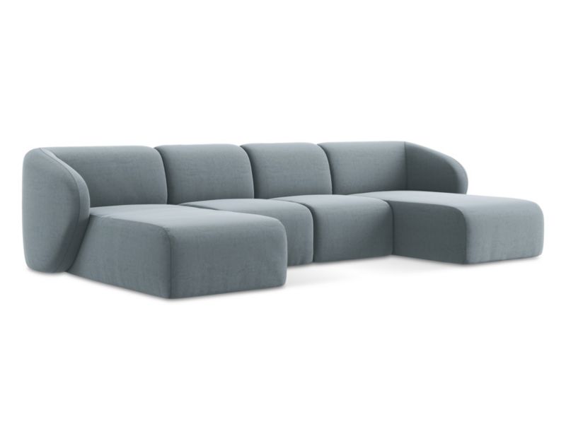 Sofa panoramiczna LaMiaSofa CERVO z tkaniny welwetowej 370x170 cm jasny niebieski 1 szt.