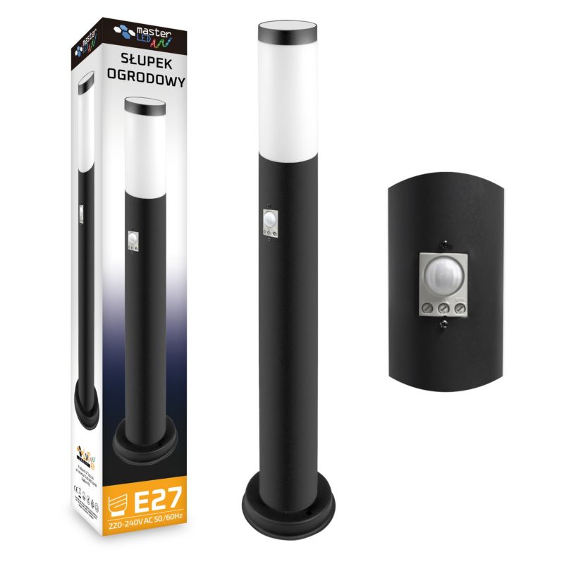 Lampa ogrodowa LED MasterLED Manila E27 65cm IP44 z czujnikiem ruchu PIR czarna 1 szt.