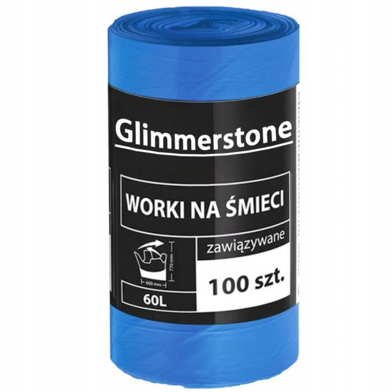 Worki na śmieci Matkam wiązane grube mocne niebieskie 60L 100 szt.
