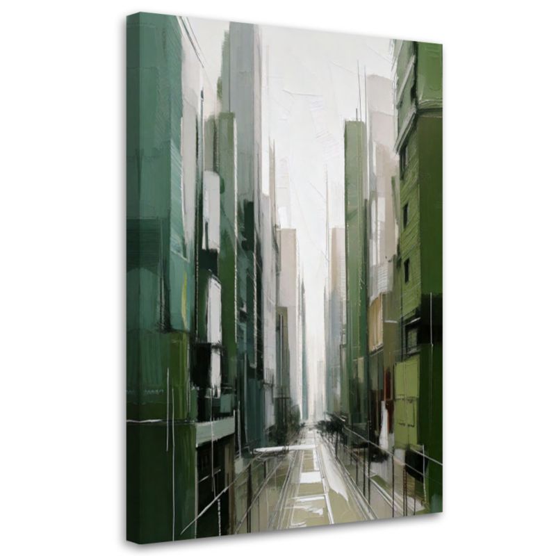 Obraz na płótnie Feeby Miasto Architektura Akwarela Zieleń 70x100cm 1szt