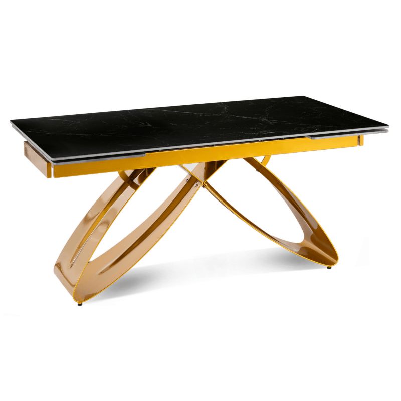 Stół Mebel Elite LUIGI 160/240 Ceramiczny Rozkładany Spiek Kwarcowy Do Jadalni Czarny 1 szt