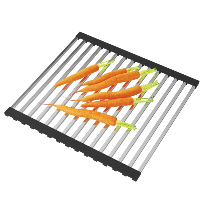 Mata Ociekarka Rolmata Stalowa Na Zlewozmywak Zwijana Granitan Chrom 37x34,5 cm Kwadrat 1 szt.