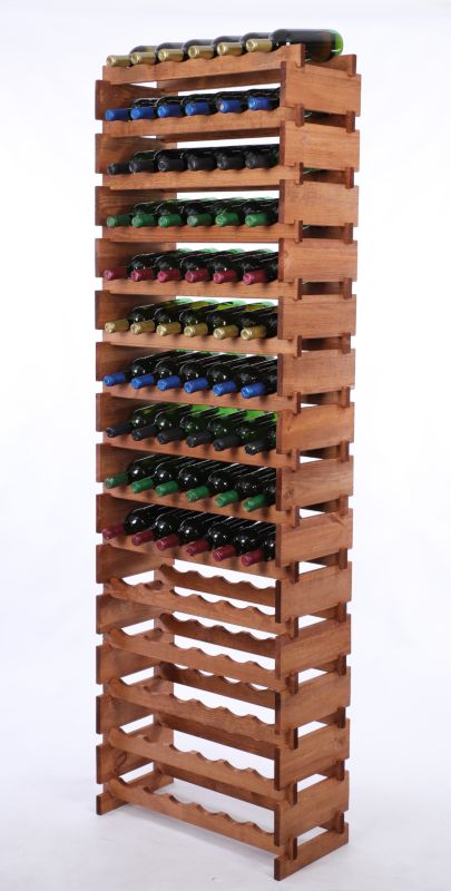 Stojak na wino MODO24 regał modułowy na butelki 15 leżni x 6 butelek montaż bez narzędzi impregnacja brązowa 1 szt.