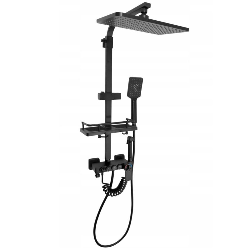 Zestaw bateria prysznicowa ścienna Estiva HANO Black czarna 1 kpl