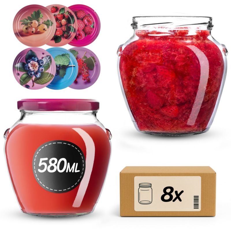 Słoiki na przetwory 580ml + wieczka "Mix jagód" 82mm 8szt.